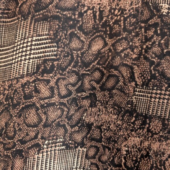 Vintage Brown Midi Skirt Houndstooth & Python Print Chiffon Size 12 Ruffle Hem - Picture 4 of 8